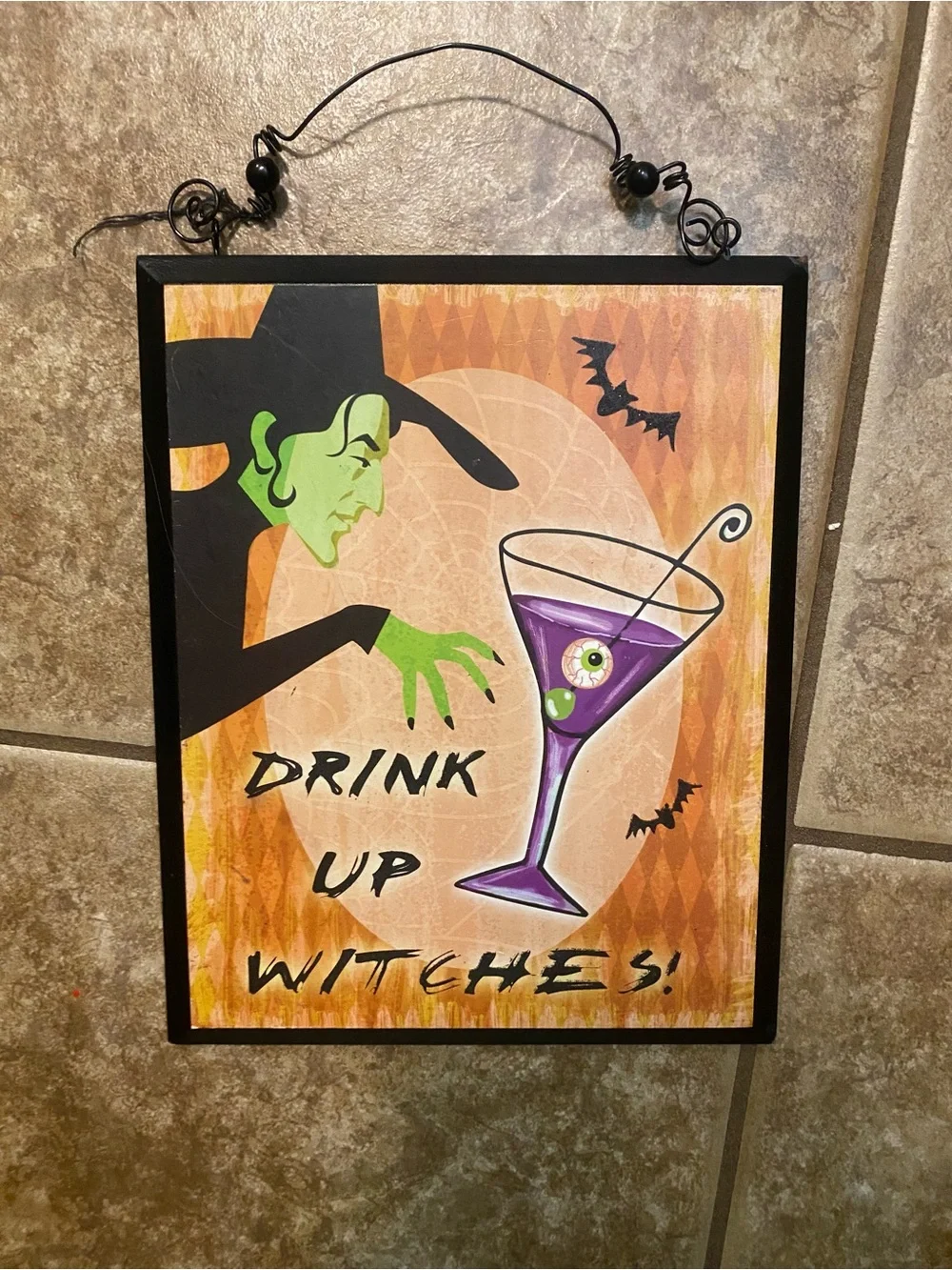Halloween Witch Cocktail Wall Decor - Green & Purple